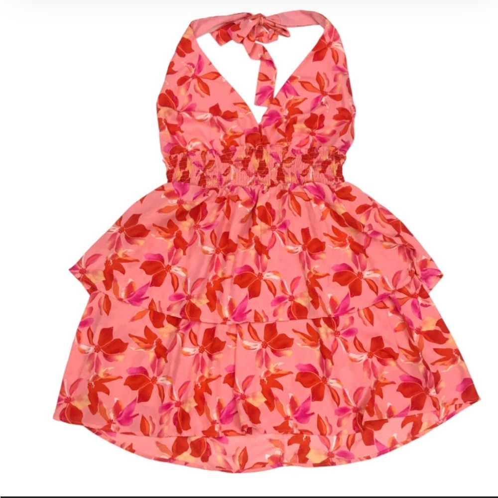 Pink Ruched Tie Front Halter Sundress for Cocktail Maden NYC valentine spring